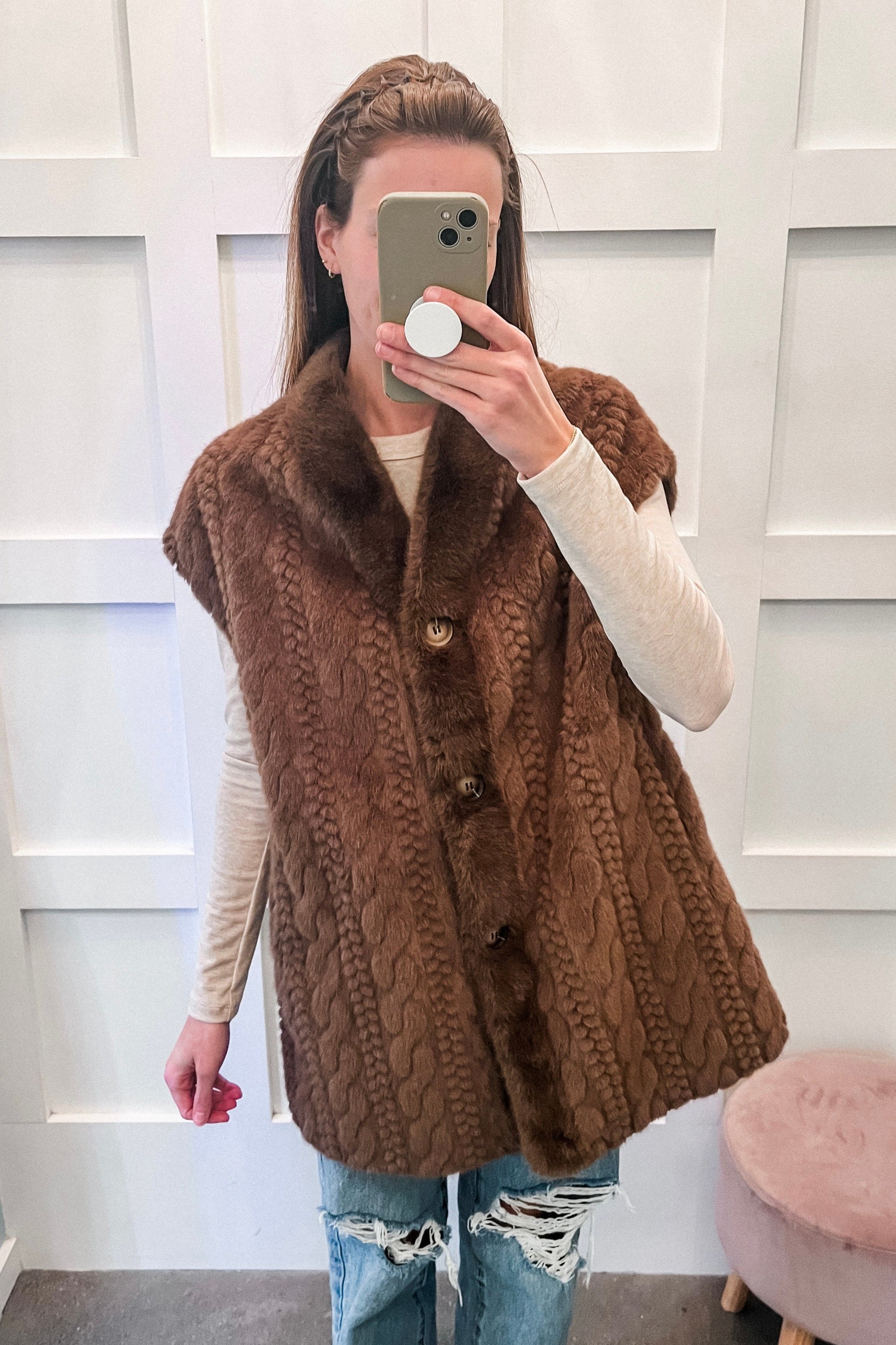 Oversized fur vest best sale