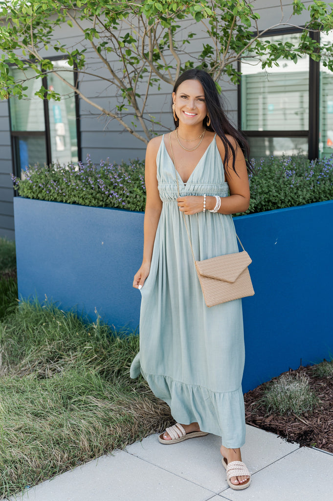 Gigi Woven Solid Maxi Dress - BluePeppermint Boutique