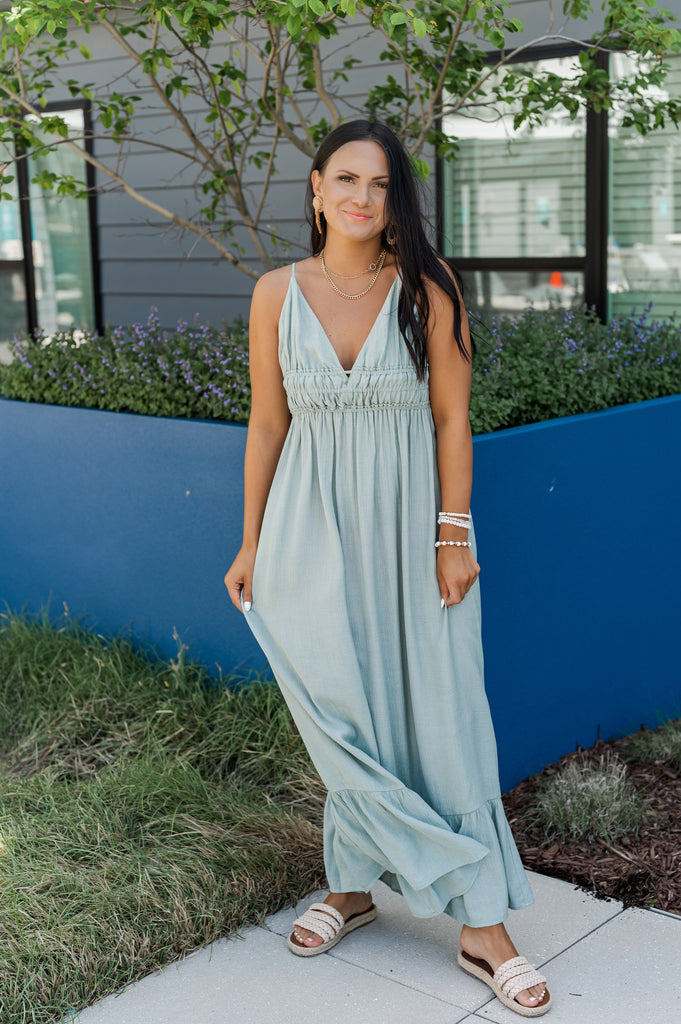 Gigi Woven Solid Maxi Dress - BluePeppermint Boutique