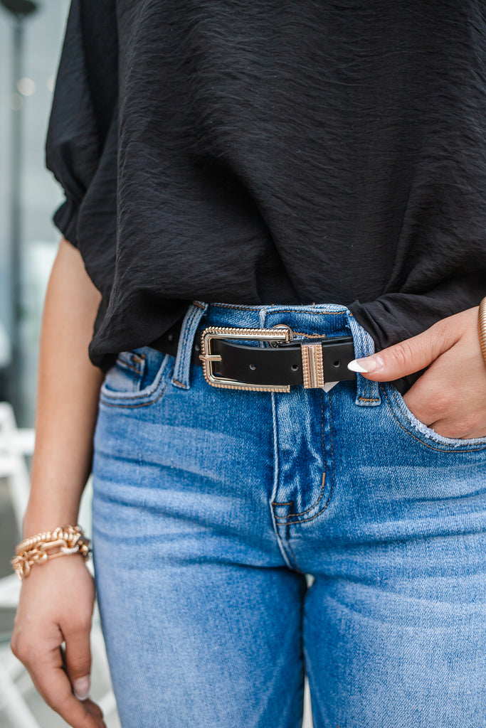 Rectangle Buckle Belt - BluePeppermint Boutique