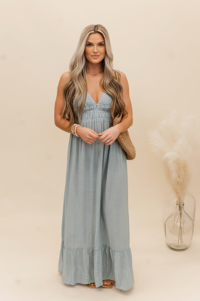 Gigi Woven Solid Maxi Dress - BluePeppermint Boutique