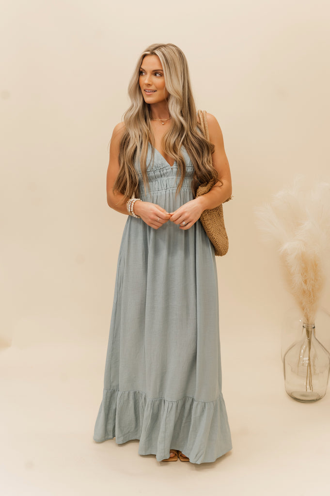 Gigi Woven Solid Maxi Dress - BluePeppermint Boutique