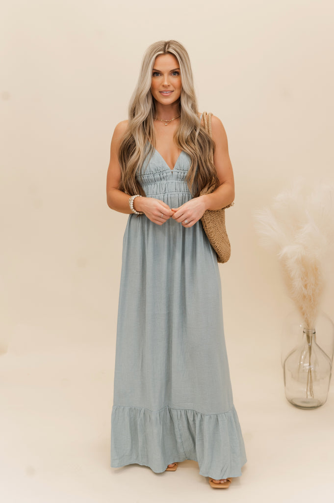 Gigi Woven Solid Maxi Dress - BluePeppermint Boutique