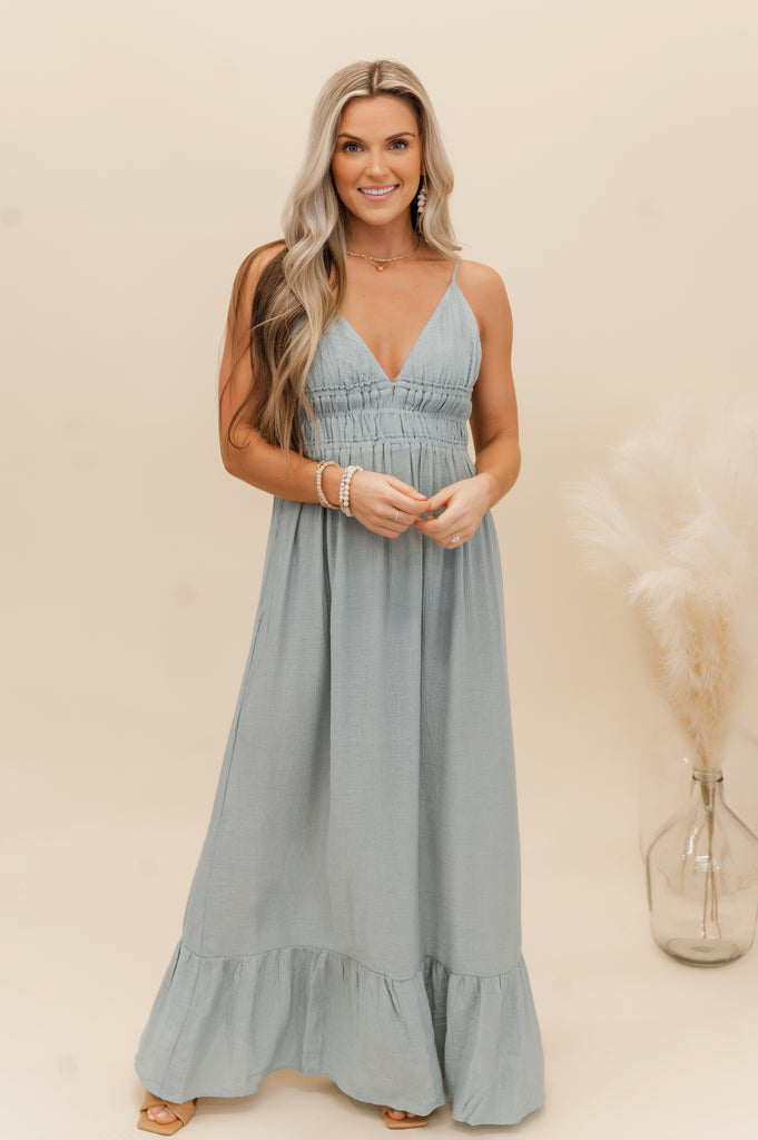 Gigi Woven Solid Maxi Dress - BluePeppermint Boutique