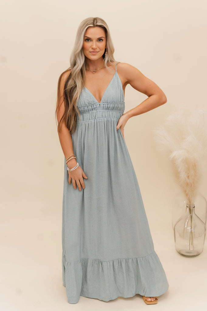 Gigi Woven Solid Maxi Dress - BluePeppermint Boutique